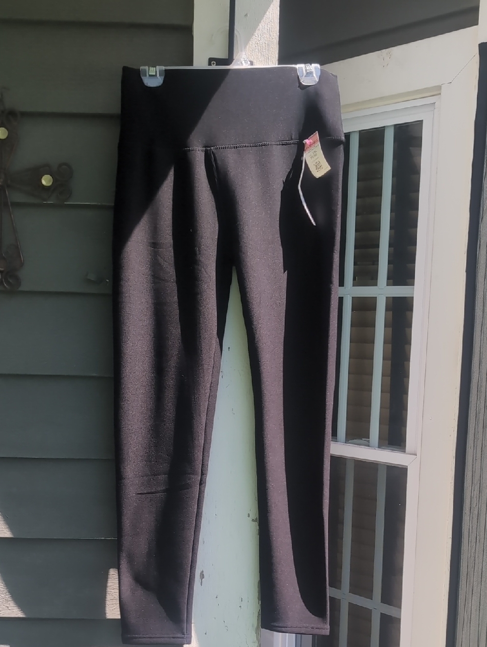 Black High-Waist Stretch Leggings Warm Fuzzy Padded Size 2 XL